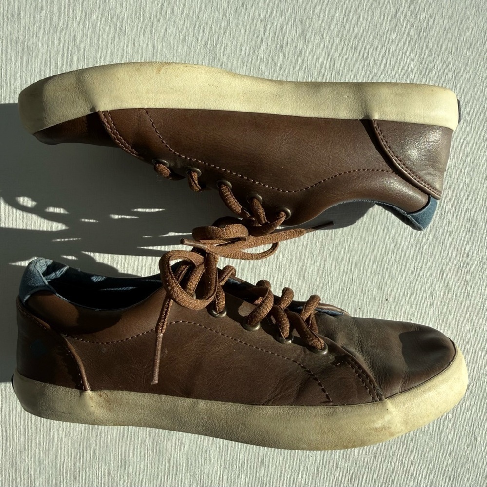 SPERRY Top Sider Tuck LTT Brown Faux Leather Lace Up Low Top Sneakers